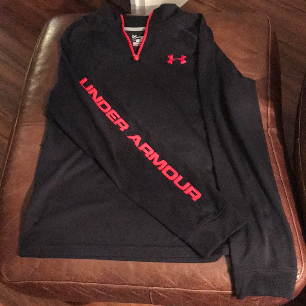 Boys Under Armour black and red long sleeve shirt